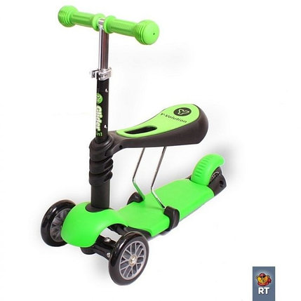 Самокат Scooter трехколесный 3 в 1 зеленый, фото 2