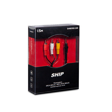 Переходник 3RCA на MINI JACK 3.5 мм SHIP SH8092-1.5B Блистер, фото 2