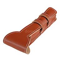 Футляр-чехол кожаный для двусторонней бритвы (рыжий)