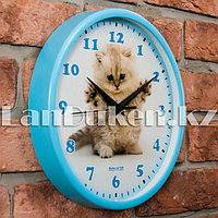 Настенные часы Салют с дизайном котенка голубые