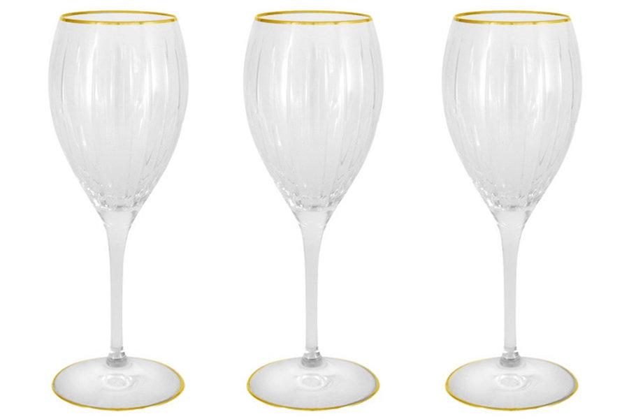 Набор: 6 хрустальных бокалов для вина Пиза золото - фото 1 - id-p58397075