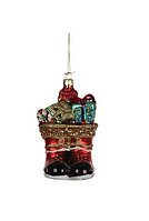 Декор Сапожки с подарками стекло красные 12см SH44751