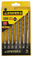 Набор STAYER "PROFI" Буры по бетону, хвостовик "SDS-Plus", 5х110; 6х110; 6х160; 8х110; 8х160; 10х160; 12х160мм