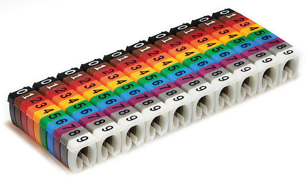 Кабельная маркировка (d=4-5мм), 2.5 кв.мм цветная от 0 до 9, 100 шт, фото 2