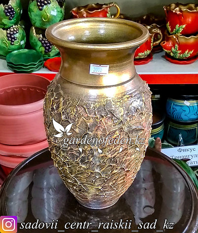 Керамическая ваза "Узор-паутина на золотом" 25см, фото 2