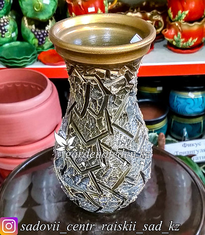 Керамическая ваза "Узор-мозаика за золотом" 25см, фото 2