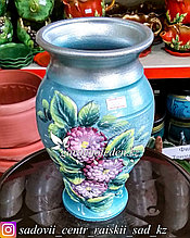 Керамическая ваза "Астры на бирюзовом" 25см