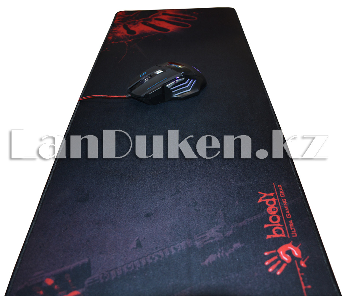 Коврик для мышки " A4Tech Bloody Ultra Gaming Gear" большой, черный с красным принтом (78x30 см)