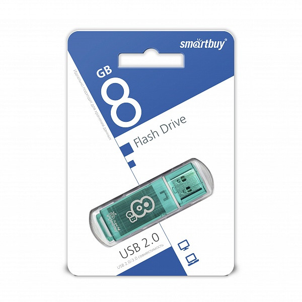 USB накопитель Smartbuy 8GB Glossy series Green - фото 1 - id-p58535711