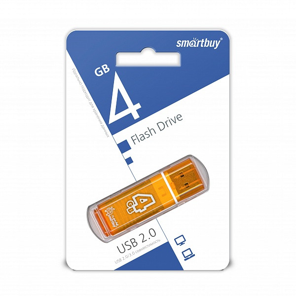 USB накопитель Smartbuy 4GB Glossy series Orange