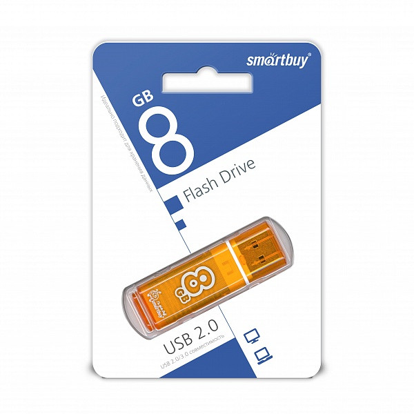 USB накопитель Smartbuy 8GB Glossy series Orange