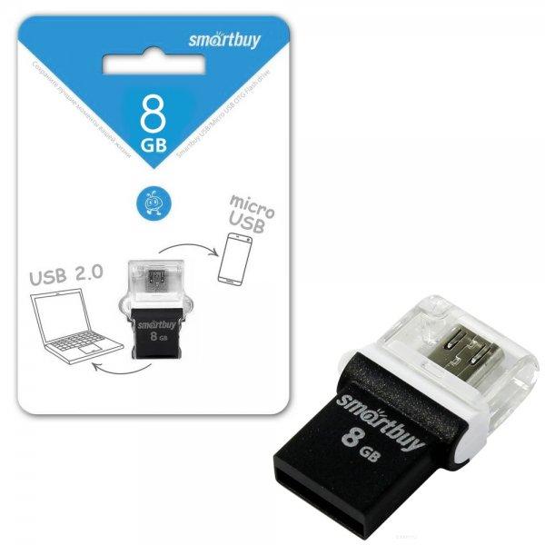 USB накопитель Smartbuy 8GB OTG POKO series Black - фото 1 - id-p58536715