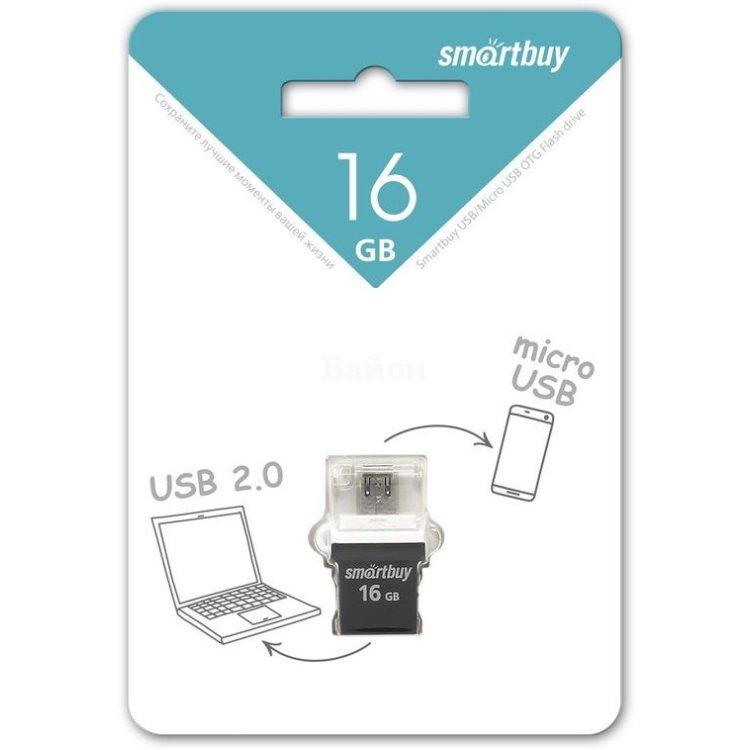 USB накопитель Smartbuy 16GB OTG POKO series Black - фото 1 - id-p58536733