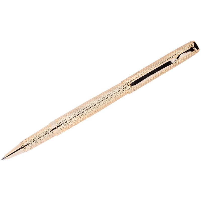 Ручка-роллер Delucci "Celeste", синяя, 0,6мм, цвет корпуса - золото, поворот., подар.уп.