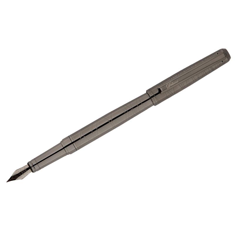 Ручка перьевая Delucci "Mistico", черная, 0,8мм, корпус оружейный металл, подар.уп.