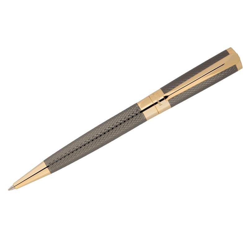 Ручка шариковая Delucci "Allegro", синяя, 1,0мм, корпус золото/оружейный металл, поворот., подар.уп.