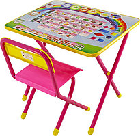 Набор мебели стол+стул Дэми "№1", (розовый, Алфавит,Электроник)