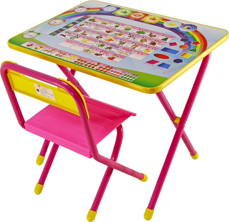 Набор мебели стол+стул Дэми "№1", (розовый, Алфавит,Электроник) - фото 1 - id-p58545796