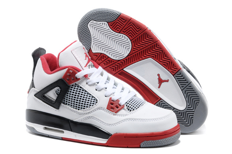 Баскетбольные кроссовки Nike Air Jordan 4 Retro бело-красные