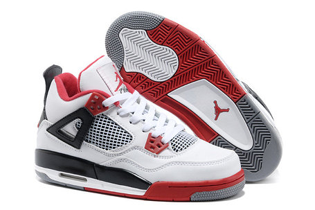 Баскетбольные кроссовки Nike Air Jordan 4 Retro бело-красные, фото 2