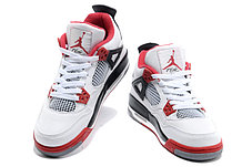Баскетбольные кроссовки Nike Air Jordan 4 Retro бело-красные, фото 3