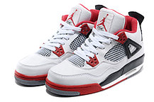 Баскетбольные кроссовки Nike Air Jordan 4 Retro бело-красные, фото 2