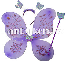 Набор феи бабочки крылья волшебная палочка и ободок (фиолетовые)