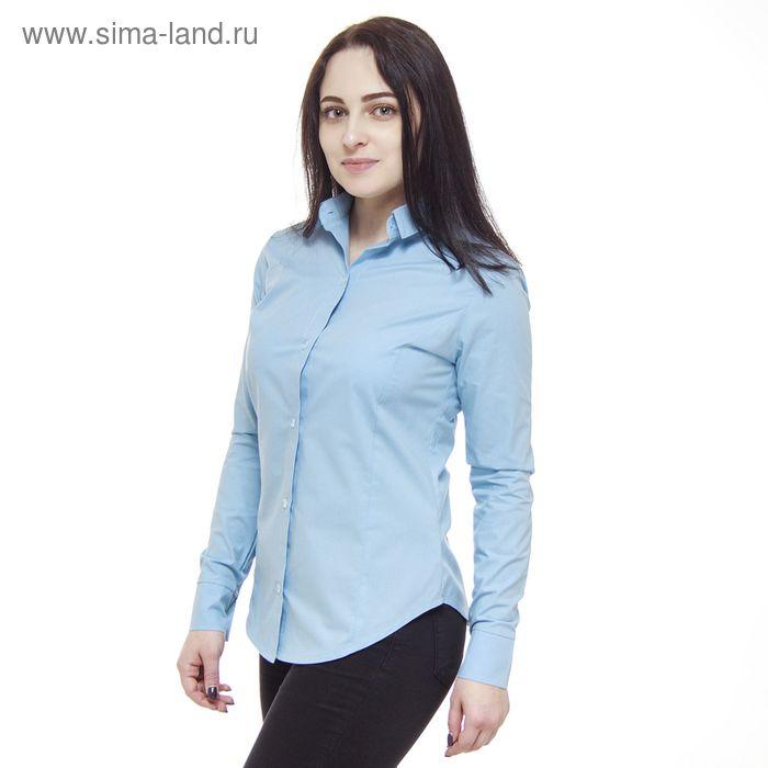 Рубашка женская с рельефами, размер 44, голубой,хлопок 100%