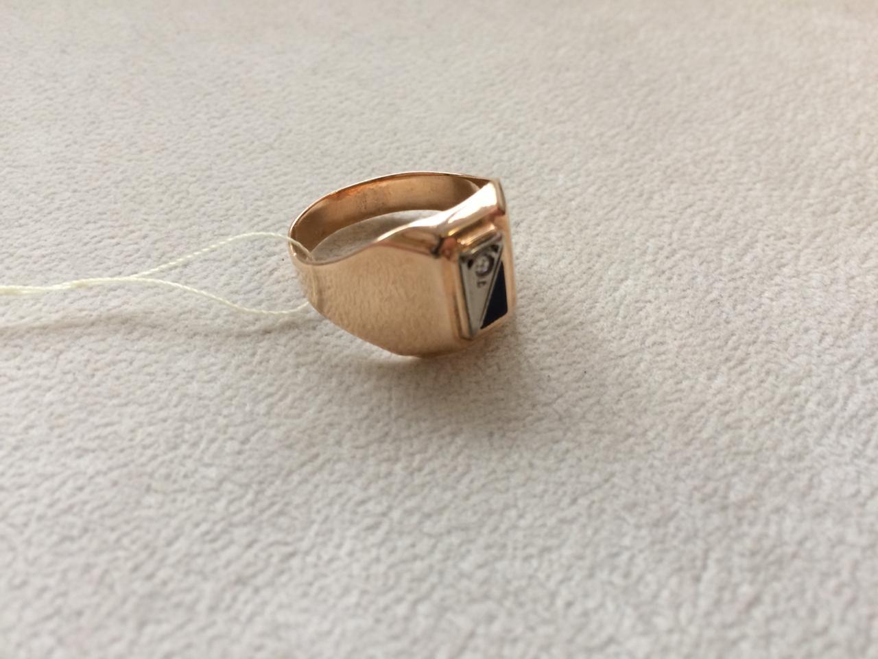 Мужское кольцо с ониксом и фианитом размер: 19,5 (ул. Жолдасбекова 9а) - фото 2 - id-p58643150