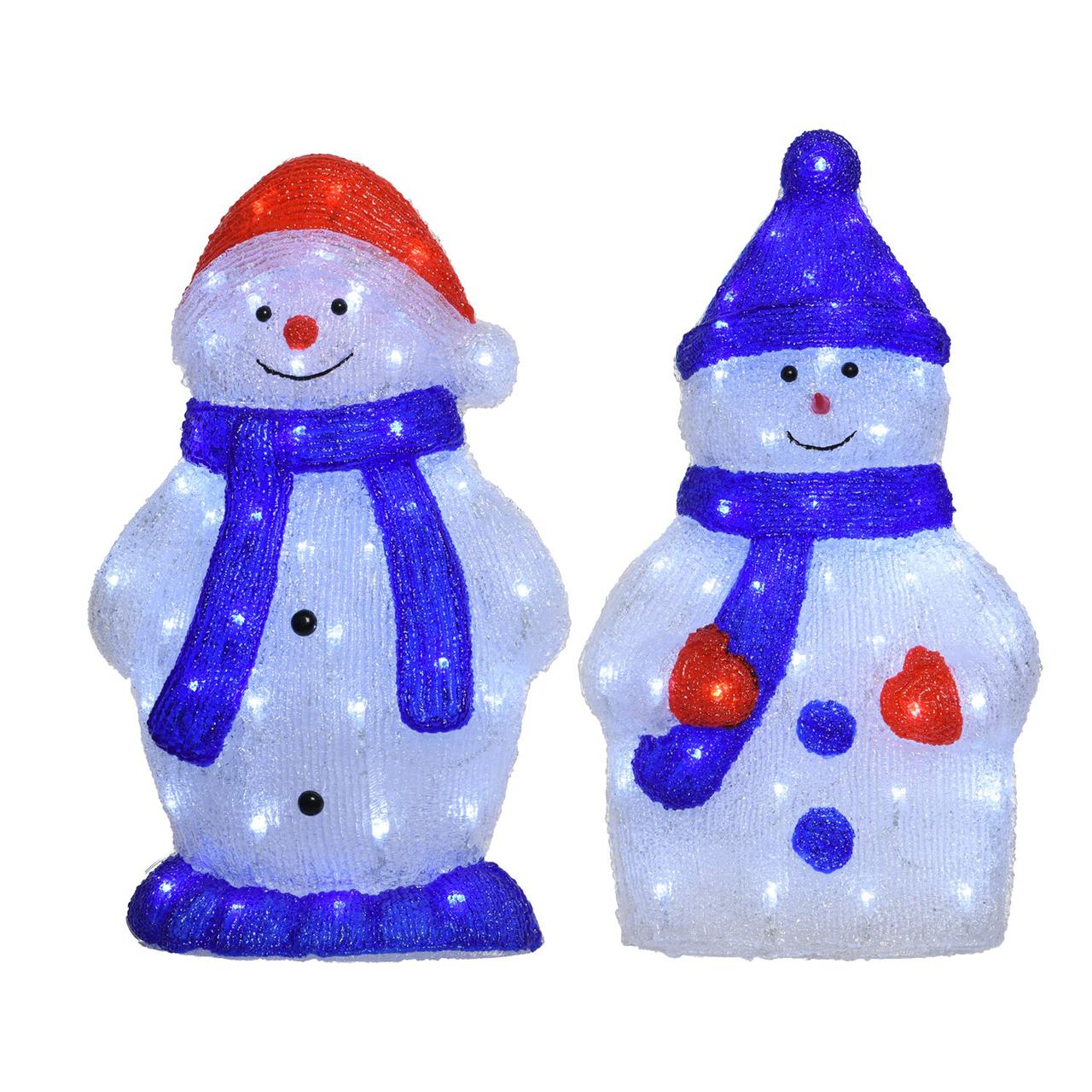 Декорация светодиодиодная Снеговик с синим шарфом KA490845