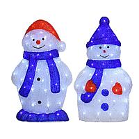 Декорация светодиодиодная Снеговик с синим шарфом KA490845