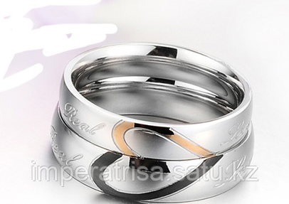 Двойные кольца для влюбленных "Кольца-сердце"