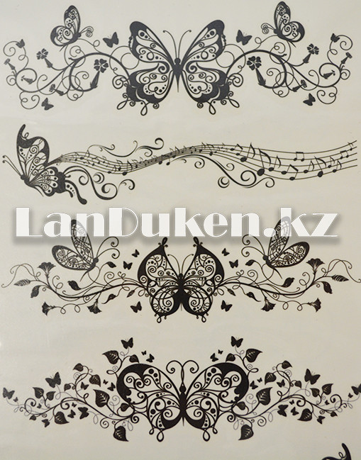 Временное тату Temporary Tattoo BJH-002 Бабочки 12,5*22 см черные - фото 3 - id-p58669305