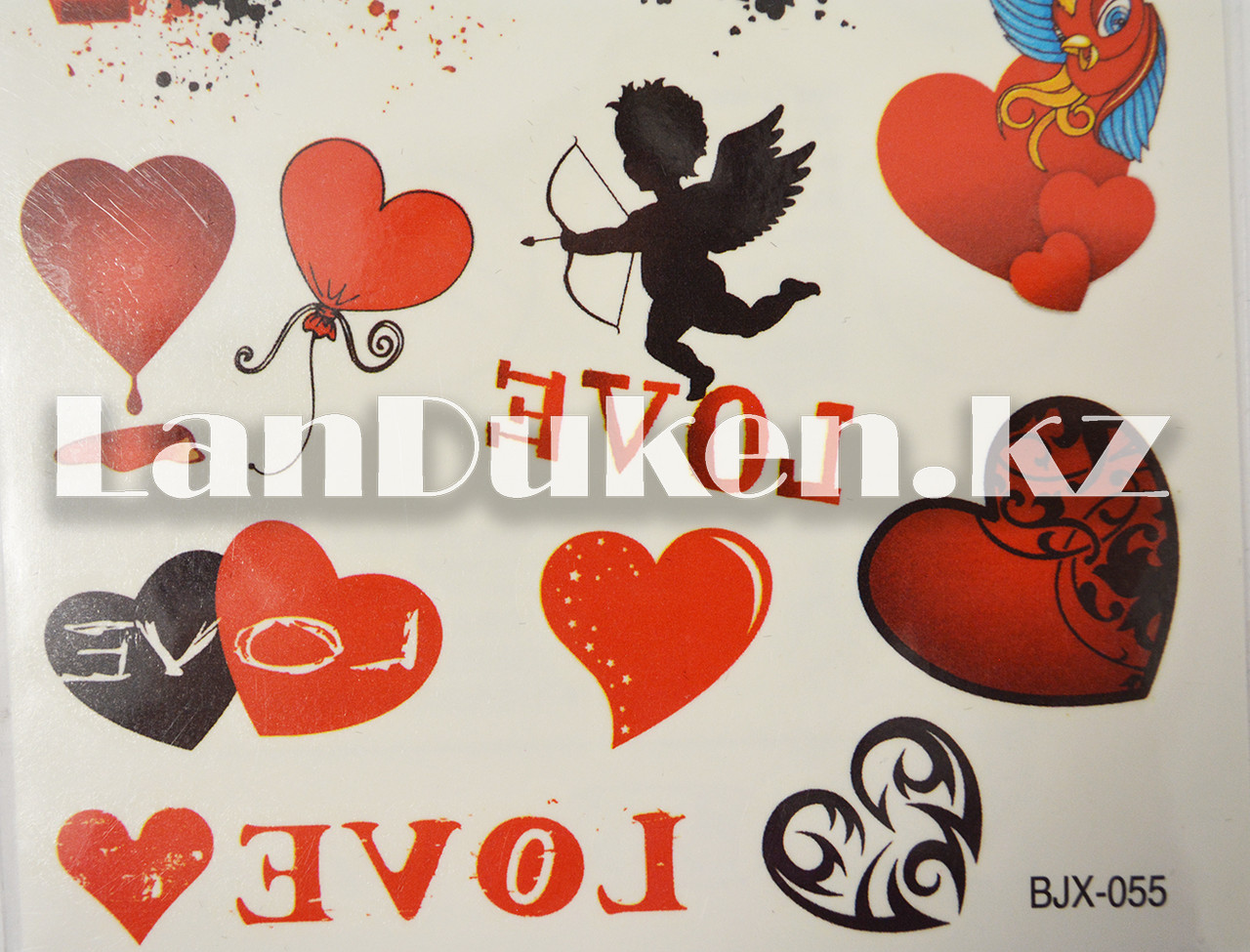 Временное тату Temporary Tattoo BJH-002 Сердечки 12,5*22 см цветные - фото 5 - id-p58669349