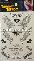 Уақытша тату Temporary Tattoo BJX-015 Періште қанаттары 12,5*22 см қара