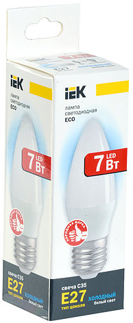 Лампа светодиодная ECO C35 свеча 7Вт 230В 4000К E27 IEK, фото 2