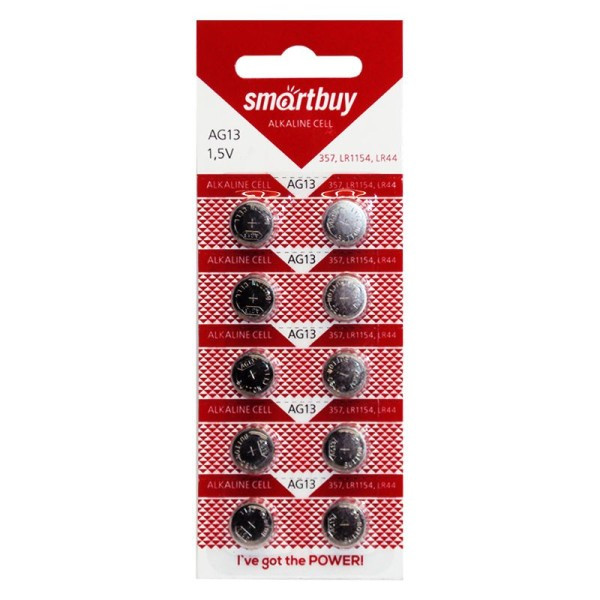 Батарейка Smartbuy AG13 LR44 SR44 (1.5V, 10 шт., для весов и игрушек), фото 1