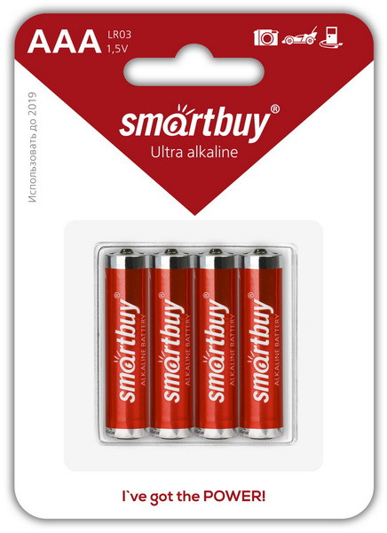 Батарейка алкалиновая Smartbuy LR03-4BL (AAA 1,5V)