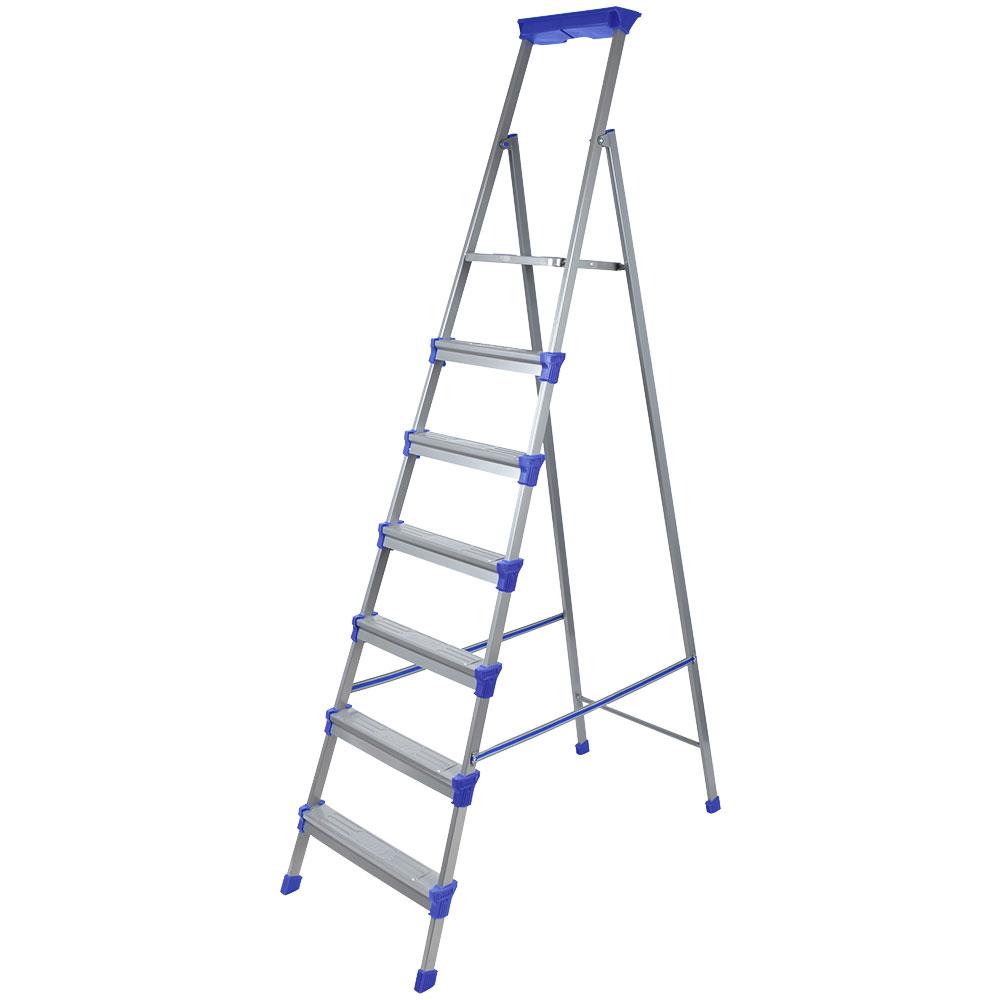 Стремянка НИКА СМ7 металлическая 7 ступеней, широкая ступень, фото 1