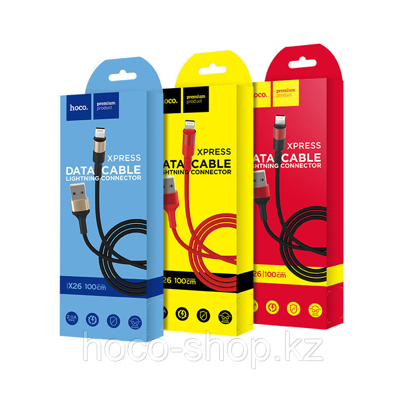 Кабель USB Hoco X26 Xpress Charging Apple (Lightning) Black&gold - фото 5 - id-p58947960