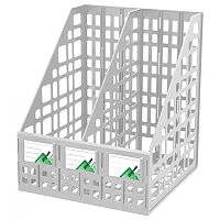 Лоток вертикальный А4, 240мм, 2-х секционный, серый, сборный Стамм