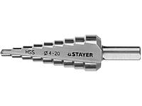 Сверло "MASTER" ступенчатое по сталям и цветным металлам, HSS, d = 4 - 12 мм, STAYER, 29660-4-12-5