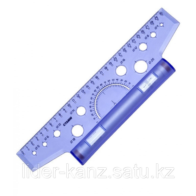 Линейка-рейсшина 30см, пластиковый ролик, прозрачная Стамм