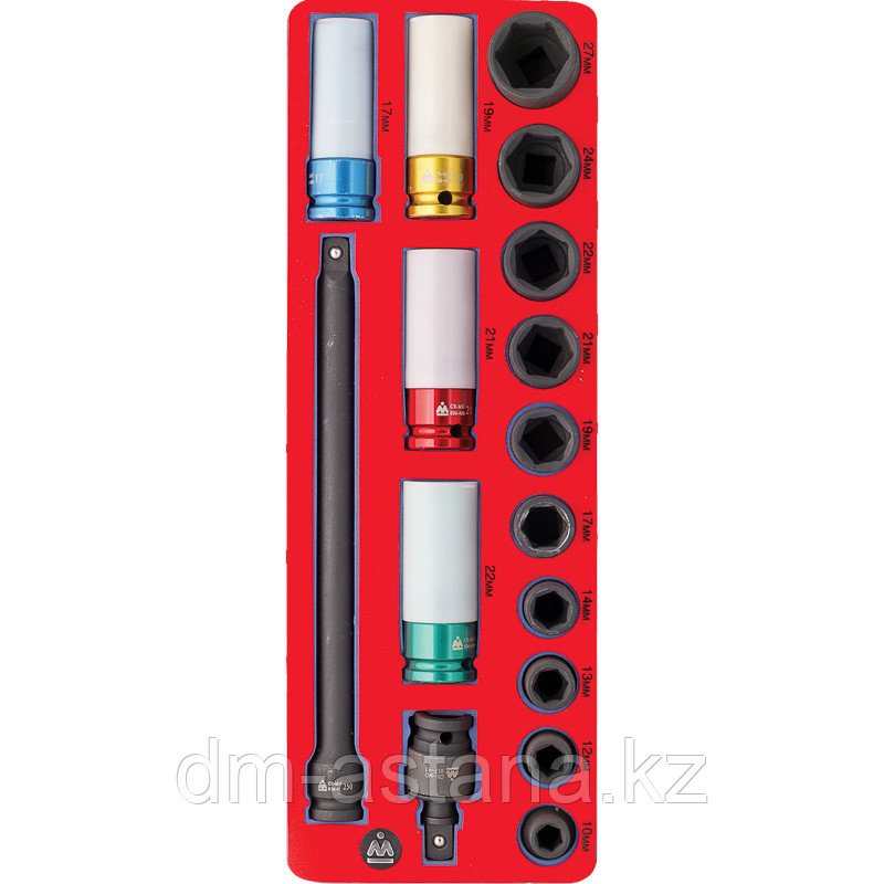Набор ударных головок 1/2 с принадлежностями, ложемент, 16 предметов МАСТАК 5-05416 - фото 1 - id-p53196863