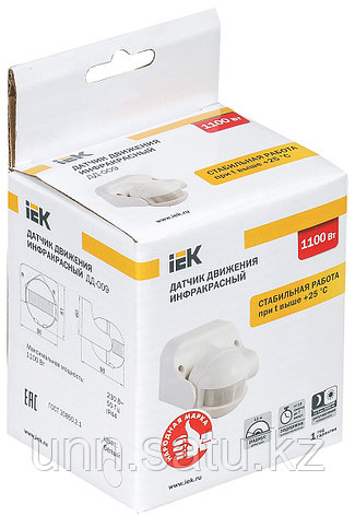 Датчик движения ДД-009 1100Вт 180град 12м IP44 белый IEK, фото 2