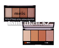 Набор хайлайтеров и бронзеров 4 цвета Meis с аппликатором (MS0430-01)