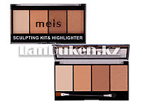 Набор хайлайтеров и бронзеров 4 цвета Meis с аппликатором (MS0430-02)