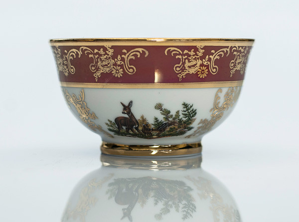 Пиала 10см Охота Бордовая (Carlsbad, Чехия), фото 1