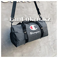 Сумка большая спортивная дорожная с боковым карманом и с плечевыми ремнями серая 53*30*23 см (#807)