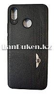 Чехол на Huawei Nova 3 (Хуавей Нова 3) кожзам черный принт бентли